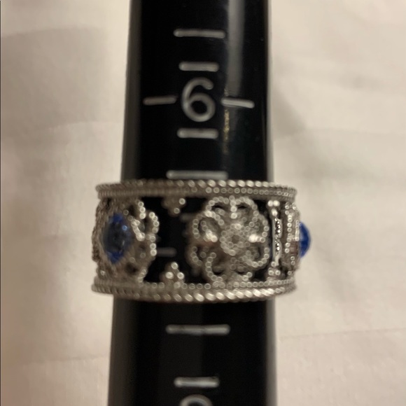 Judith Ripka Fleur Blue Sapphire & Topaz Silver Ring - Picture 8 of 9